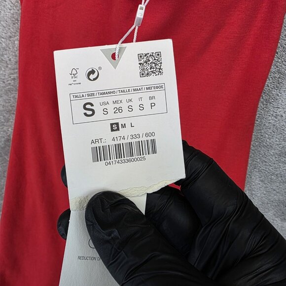 Zara Dress Womens Small Red Halter Plunge V Neck Bodycon Mini Stretch Sleeveless - Picture 3 of 10